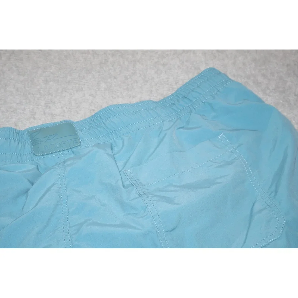 Lacoste Swim Shorts Mens XL Blue Embroidered Logo Mesh Lined Drawstring